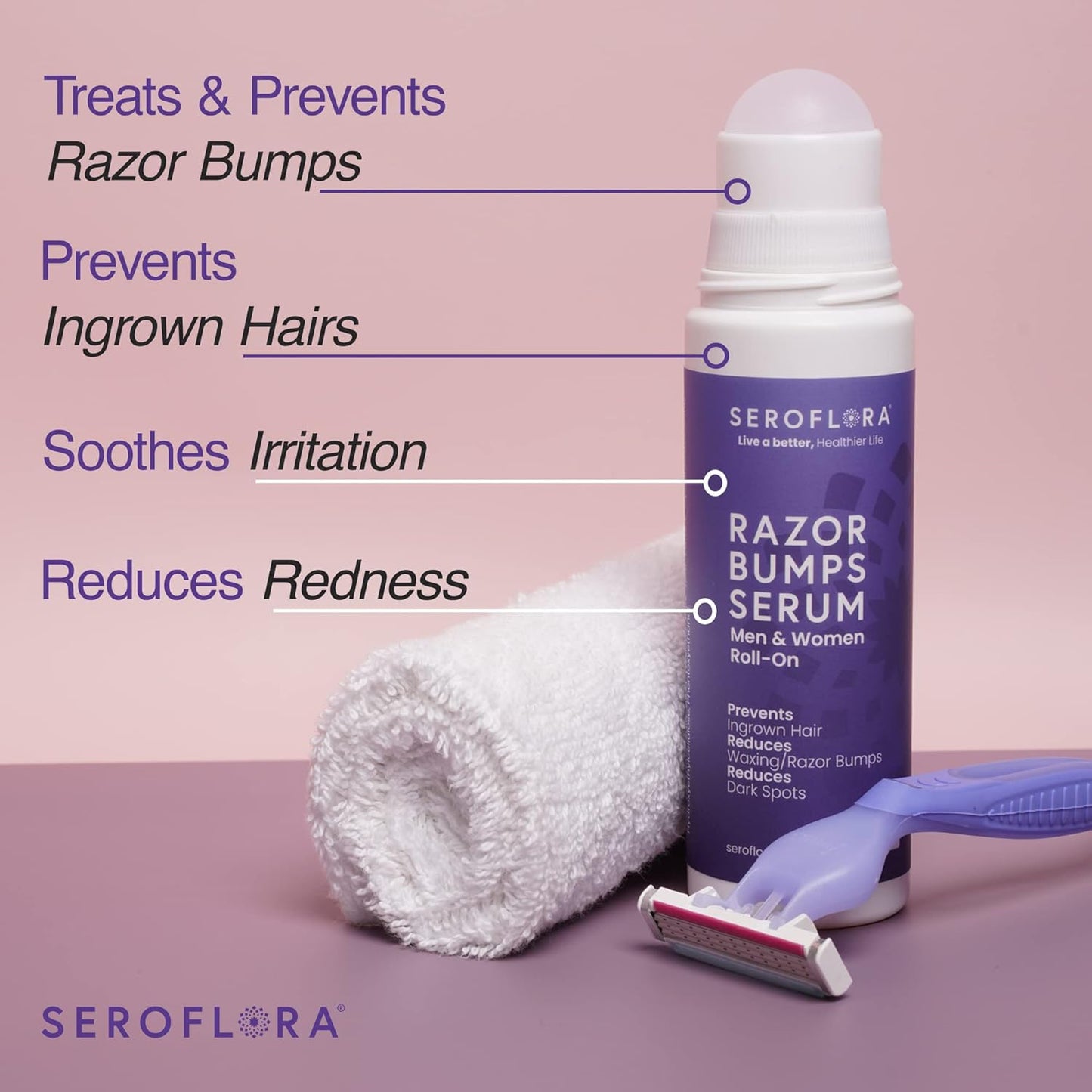 Razor Bumps Treatment for Women - Ingrown Hair Treatment - Razor Bump for Bikini Area - after Shave & Waxing - Roll-On-Face, Legs, Body (3.5Floz)