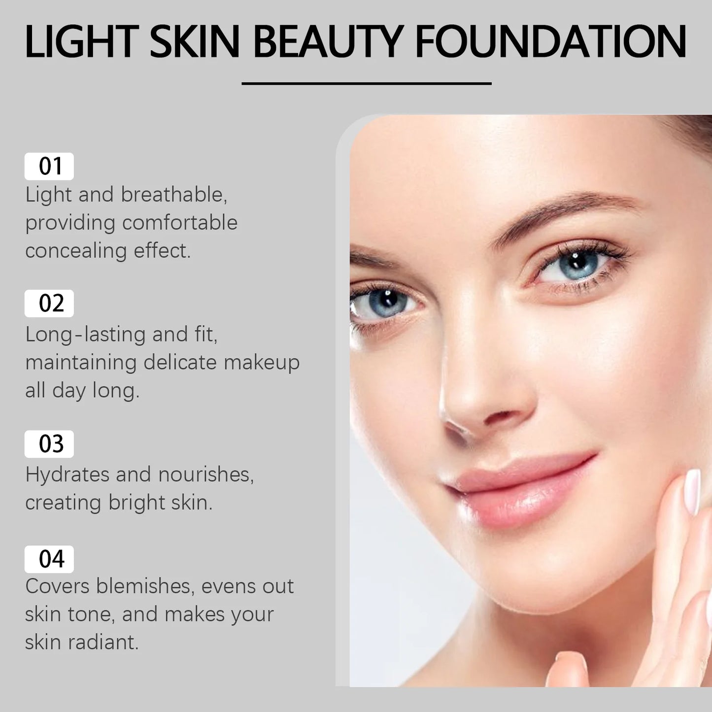 Face Foundation Oil Control Sweatproof Natural Finish Glow Skin Brightening High Coverage Makeup Base Foundation Cream 5G