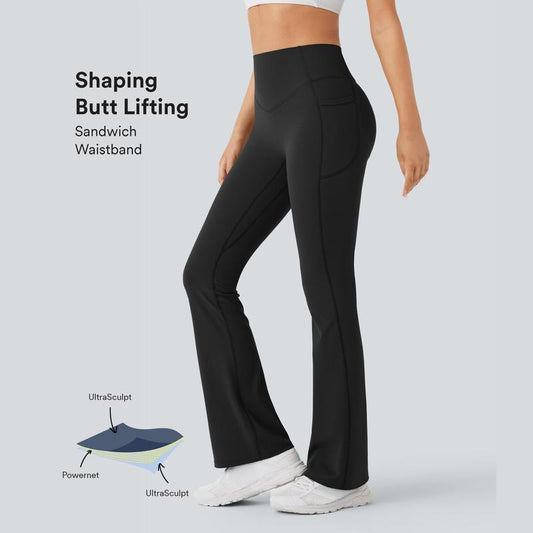 Halara Ultrasculpt High Waisted Scrunch Butt Lifting Tummy Control Pocket Shaping Yoga Bootcut Leggings